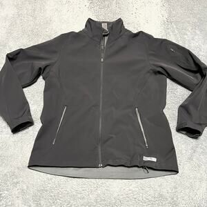 REI Jacket Womens XL Soft Shell Gray Black Outdoors Nylon